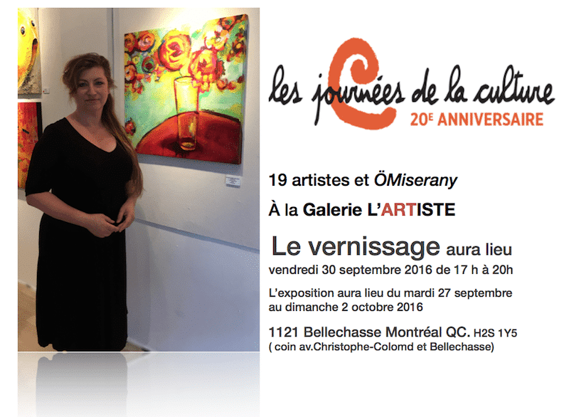 POUR les journées de la culture 19 artistes et ÖMiserany À la Galerie L’ARTISTE